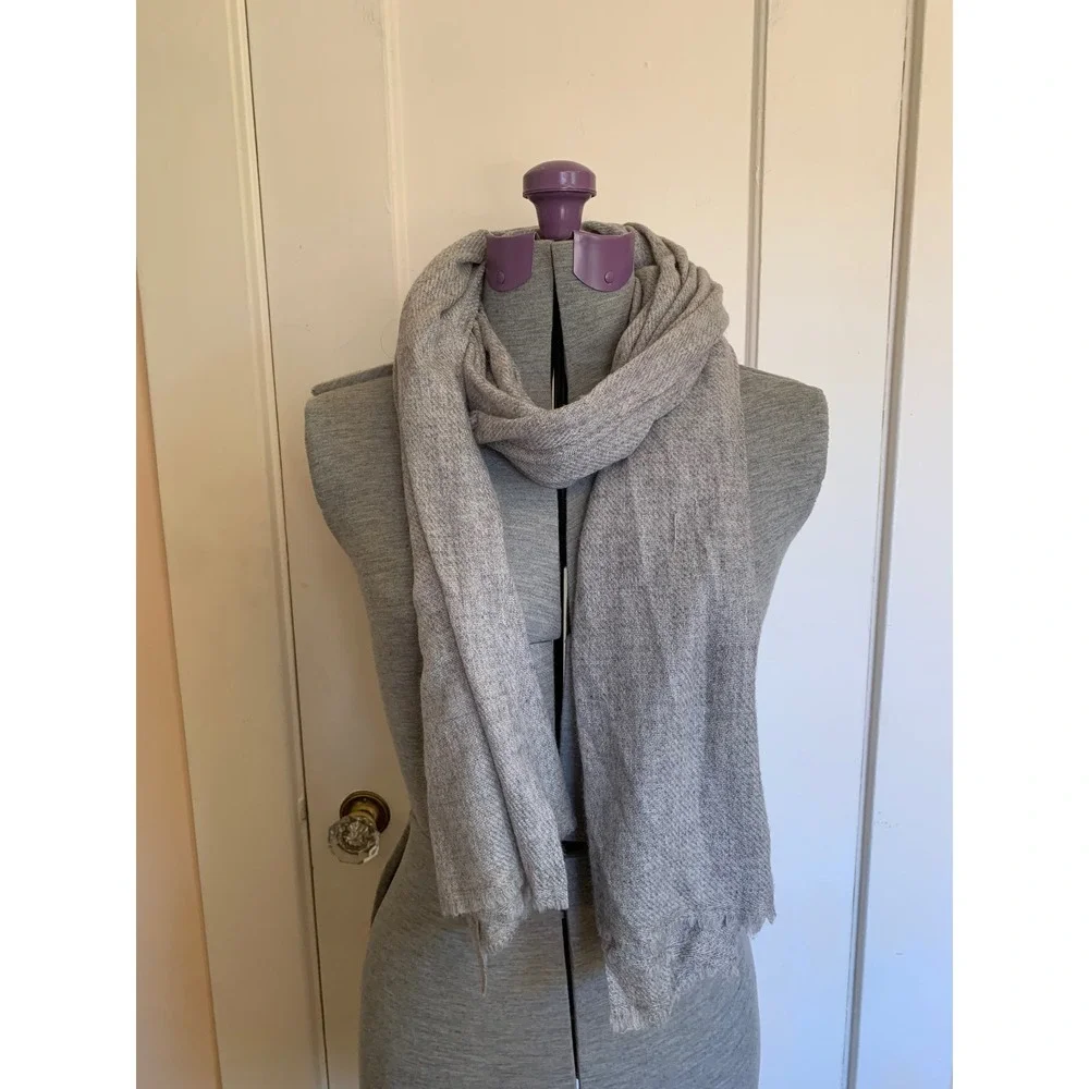 Soft Gray Cashmere Scarf Shawl Wrap Classy Minimalist Quiet Luxury 37x50